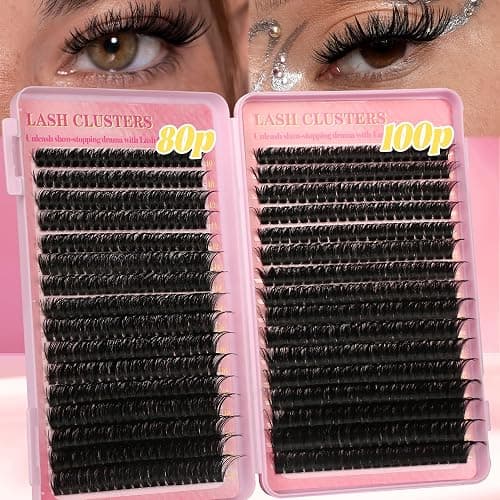 Gmagictobo Lash Extension Kit Lash Clusters Kit 640Pcs Volume Eyelash Clusters C Curl Lashes Clusters DIY Cluster Eyelash Extensions With Lash Bond and Seal Lash Tweezers thumbnail 2