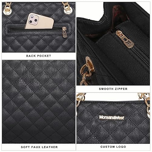 Montana West MEDIUM Tote Bag for Women Quilted Chain Handbags Shoulder Purse thumbnail 6