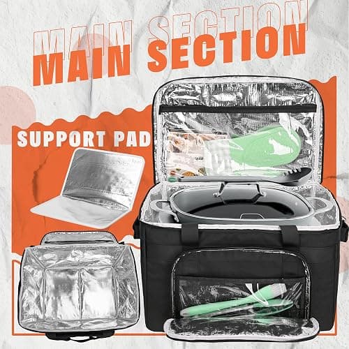 FURIMETY Carrying Bag Compatible with Ninja Crockpot Slow Cooker, Portable Insulated Travel Carrier Case for Ninja Foodi Possiblecooker Pro 8.5 Qt and Accessories with Shoulder Strap, Quilted Black thumbnail 3