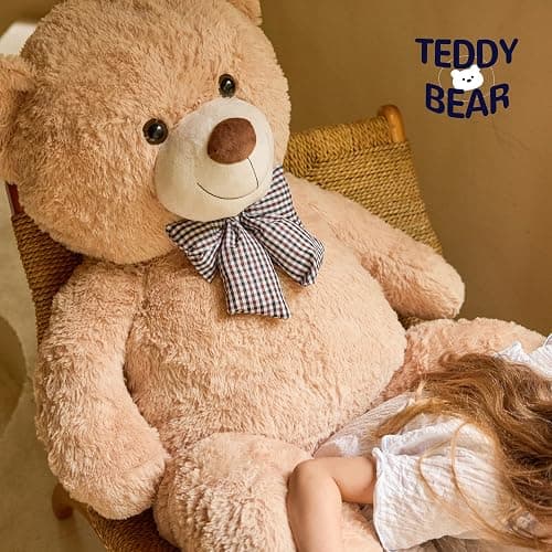 47 inch Big Giant Teddy Bear Stuffed Animals Plush Toys Gift for Kids Girls | Light Brown Soft Cute Huge Hug Plushies Life Size Bear Toy for Children Girlfriend Valentine Christmas Birthday Baby Shower thumbnail 2