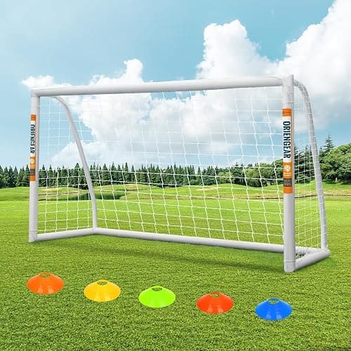 ORIENGEAR Soccer Goal, 12x6/10x6.5/8x6/6x4 Full Size Soccer Goals for Backyard, Soccer Net with Training Discs, Portable Soccer Goal for Kids and Adults with 1 Carry Bag, Porterias De Futbol - Image 1