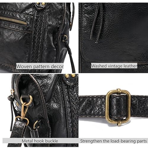 JOLLQUE Rivet Crossbody City Bag for Women,Large Retro Washed Leather Handbag Purse,Vintage Y2K Summer Hobo Shoulder Bags thumbnail 5