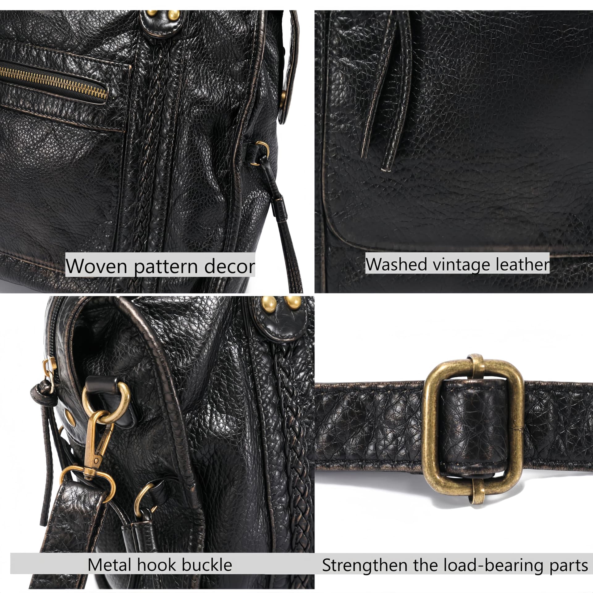 JOLLQUE Rivet Crossbody Bag for Women,Large Retro Washed Leather Handbag Purse,Vintage Y2K Summer Hobo Shoulder Work Bags thumbnail 5