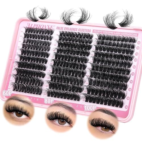 Fluffier Lash Clusters Thick Volume Lash Extension 10-18mm Cluster Eyelash Extensions DIY Individual Lashes Wispy at Home Pestañas Pelo a Pelo by ALPHONSE (60D+80D+100D, 300pcs) - Ⅱ Fluffy 60+80+100D - Image 1