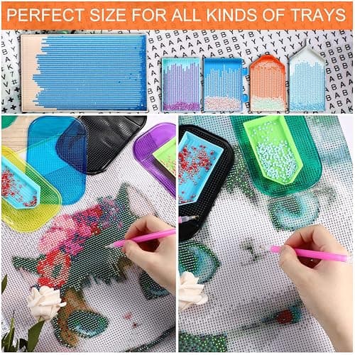 Blulu 6 Pieces Diamond Art Painting Accessories Anti-Slip Tools Sticky Mat Diamond Painting Trays Sticky Gel Pad Universal Mount Holder 5.6 x 3.3 Inch for Adults Art Supplies(Colorful Color Style) thumbnail 3