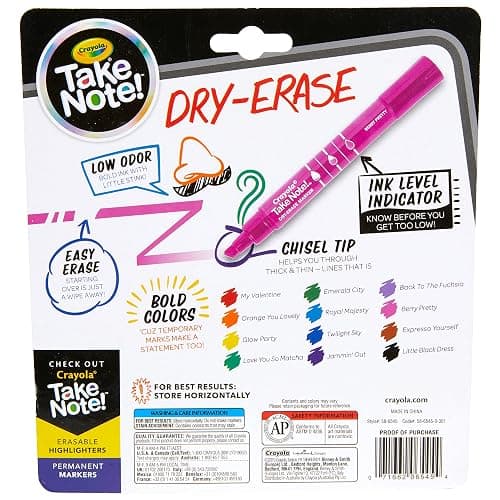 Crayola Take Note Dry Erase Markers for School (12ct) Teacher Supplies, Chisel Tip Whiteboard Markers, Essential Classroom Must Haves, Low Odor thumbnail 10