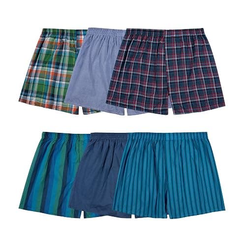 Fruit of the Loom Men's Tag Free Woven Boxer Shorts, Relaxed Fit, Moisture Wicking, Assorted Color Multipacks - Image 1