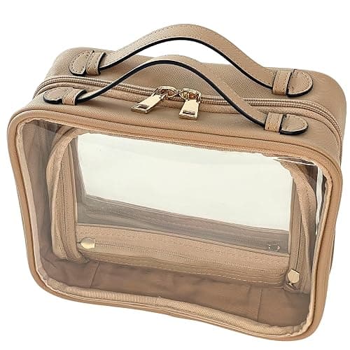 JAZD Clear Makeup Bag Toiletry Bag for Women Cosmetic Case Large Capacity Travel Make Up Bag Organizer Transparent Storage Compartment TSA Approved - Image 1