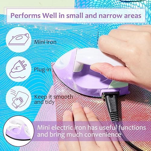 Honoson Mini Craft Iron Mini Heat Press Small Iron 3.93 x 2.36 x 2.76 in Portable Handy Tiny Flatiron with Charging Base Accessory for Fuse Bead Patch DIY Heat Transfer Vinyl(Light Purple) thumbnail 4
