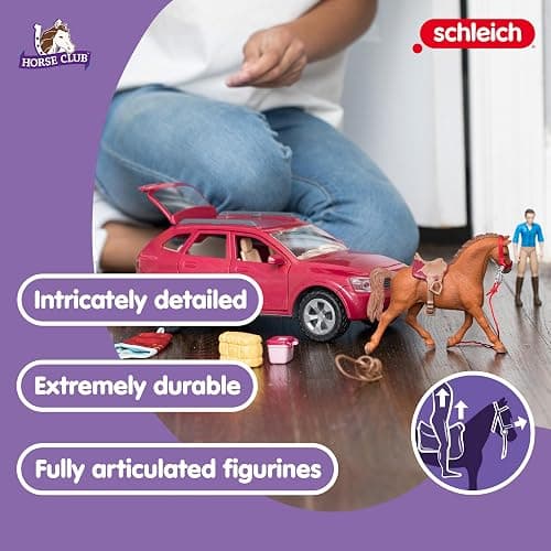 Schleich Horse Club - 110 PC Car and Trailer Tent Camping Playset with Fun Horse and Rider Figures for Girls and Boys - Realistic Toy Figurines and Accessories for Kids Ages 5+ | 42535 thumbnail 4