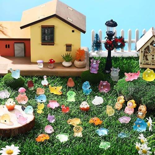 Vicenpal 360 Pcs Luminous Mini Resin Animals Miniature 32 Set Tiny Resin Bulk Glow in The Dark Capybara Duck Little Rabbit Bird Turtle Figurines Accessories for Aquarium Fairy Garden Bonsai Decor thumbnail 2