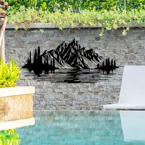 DecoSoul Mountain Forest Metal Wall Decor, Nature and Trees Wall Art, Metal Outdoor Wildlife Lover Gift, Farmhouse Yard Wall Decor, Fireplace Wall Sculptures, Housewarming Gift thumbnail 5