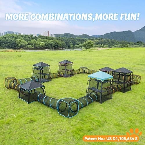 Extra Large Catio Outdoor Cat Enclosure, 2-Tier Foldable Cat Tent with 3 Doors for Patio, Balcony, Indoor & Camping, Weatherproof Sunproof Cat Playpen with Carry Bag Included（Patented） thumbnail 6