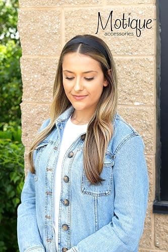 Motique Accessories 1 Inch Satin Hard Headband, Black | Fashion Hair Accessories for Women & Teens thumbnail 3