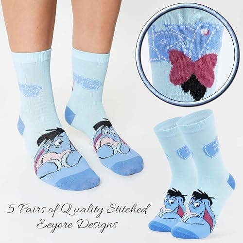 Disney Stitch Socks Pack of 5 Soft Cotton Cute Crew Socks for Teens Women Princess Minnie Baby Yoda Fun Designs Gifts for Her thumbnail 6