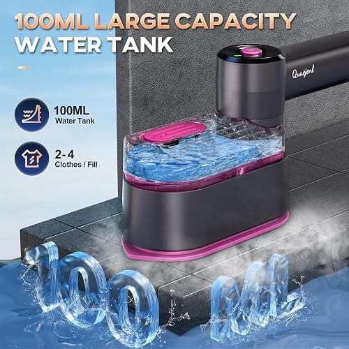 Travel Steamer for Clothes Small Iron - 1000W Portable Steamer & Mini Iron,10s Fast Heat, Handheld Mini Steamer with 8FT Cord, Foldable Handle, Travel, College Dorm & Home Essentials (Purple) thumbnail 5