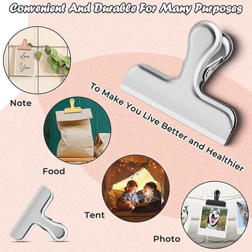 Chip Clips, 6 Pack Bag Clips, Food Clip, Stainless Steel Bags Clip for Food, Office Kitchen Home Usage Storage thumbnail 4