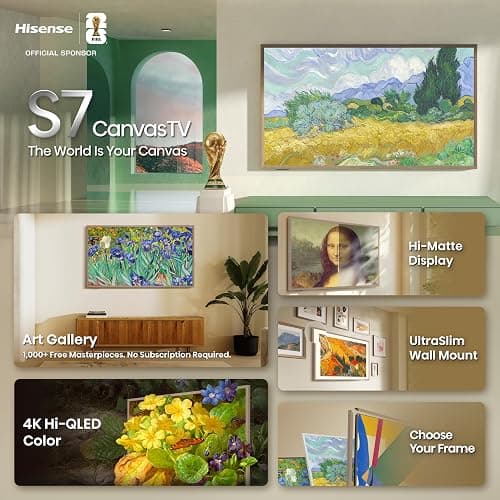 Hisense 75“ Hi-QLED S7 CanvasTV Series 4K UHD Google Smart Art TV (75S7SG, 2026 New) - 144Hz, Art Mode, Anti-Glare Panel, Dolby Vision HDR, Hi-Matte Display, Frame & UltraSlim Wall Mount Included thumbnail 4