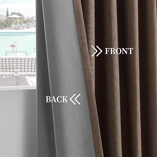 Cniuyhi Chocolate Brown Faux Linen Total Blackout Pleated Curtains 120 Inches Long 1 Panel 10ft Length Back Tab Drapes Heavy Thermal Insulated Patio Door Drapes for Living Room Pinch Pleat 40” x 120” thumbnail 5