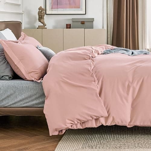 Bedsure Duvet Cover Queen Size - Soft Double Brushed Bedding Set for Kids & Adults, Zipper Closure, 3 Pieces, Includes 1 Duvet Cover (90"x90") & 2 Pillow Shams, NO Comforter, Pale Blush thumbnail 4