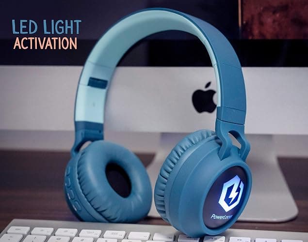 Headphones for Kids, PowerLocus Bluetooth Headphones, Kid Headphone Over-Ear with LED Lights, Foldable Headphones with Microphone,Volume Limited, Wireless and Wired Headphone for Phones,Tablets,PC,TV thumbnail 5