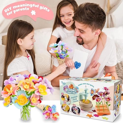 DIY Fabric Flower Bouquet Craft Kit, Educational Toy Gift Girls Toddlers 4+ | Flowers Market Toy for Kids, Build Your Flower Bouquet, Arts & Crafts for 4+ Year Toddler Girl thumbnail 4