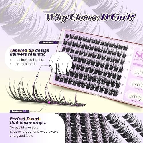Wispy Lash Clusters Natural Look Manga Eyelash Clusters 10-16MM Spiky Cluster Eyelash Extensions D Curl Fluffy Lash Extensions Individual Cluster Lashes Wispy Pestañas Postizas thumbnail 5