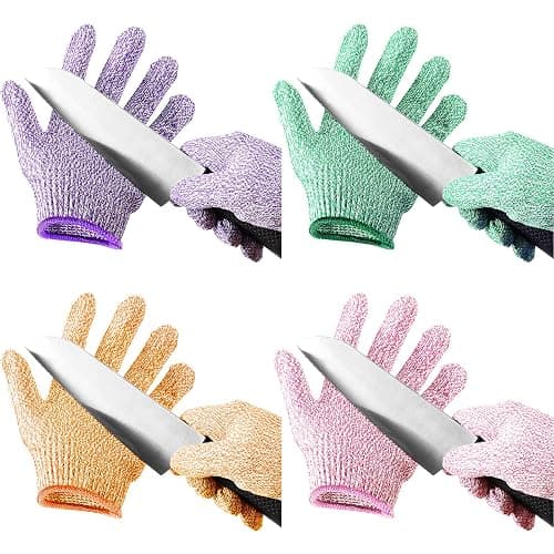 Geyoga 4 Pairs Kids Cut Resistant Gloves Level 5 Safe Gloves Protection | Ideal for Oyster Shucking, Garden Chores, Kitchen Prep and Handmade Craft DIY Projects - Image 1
