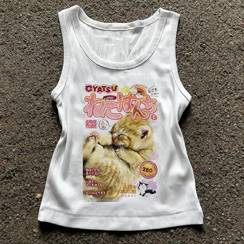 Womens Cute Baby Tee Y2 Cropped Tops Graphic Kawaii Camisole Sexy Aesthetic Vintage Slim Fit Clothes thumbnail 2