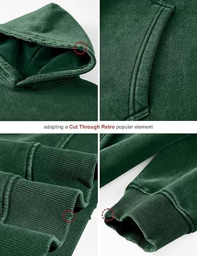 FAIABLE Womens Oversized Acid Wash Hoodie Unisex Heavyweight Cotton Hoodies Fleece Vintage Washed Sweatshirt Women Men thumbnail 6