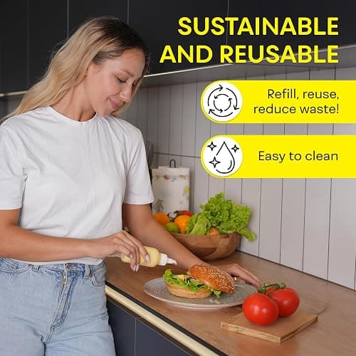 BRIGHTFROM Condiment Squeeze Bottles - 4 OZ Squirt Empty Bottles, Twist Top Cap, Leak Proof - Great for Ketchup, Mustard, Syrup, Sauces, Dressing, Oil, Arts and Crafts, BPA-FREE Plastic - 3 PACK thumbnail 7