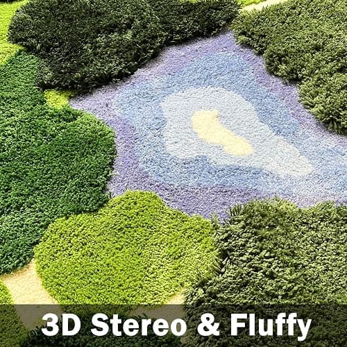 THRILRUG 20x35 Inch 3D Moss Rug,Shag Carpet Leaf Area Bathroom Rugs Non Slip Bath Mat Tufted Rug,Ultra Soft Washable Children Play Plant Leaves Shaped Kids Pets Floor Mat for Bedroom,Living Room Green thumbnail 4