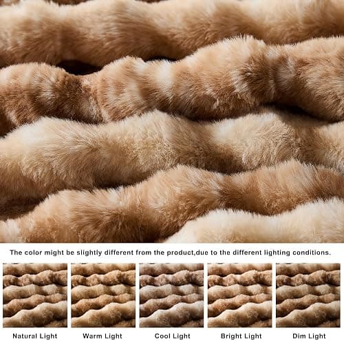 WDCOZY Deer Fawn Animal Print Bubble Throw Blanket, Luxury Faux Rabbit Fur Mink Plush Throw for Couch, Sofa and Bed, Soft Fluffy Fuzzy Cozy Blanket for Women, Thick and Warm, 60x80 inches, 950 GSM thumbnail 5