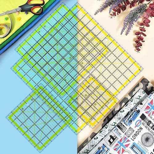 Quilting Rulers, 7 Piece Acrylic Ruler, Fabric Cutting Ruler (12.5"X12.5", 9.5"X9.5", 6"X6", 4.5"X4.5",12"x6.5",9"x3",12"x2"), Sewing & Quilting Templates thumbnail 6