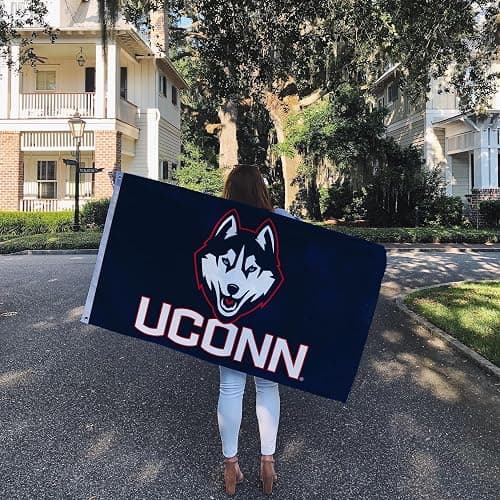 Desert Cactus University of Connecticut UConn Flag - 3 x 5 Feet Huskies Banner, Indoor/Outdoor Durable Fabric, 100% Polyester Design (Style 1) - Blue thumbnail 6