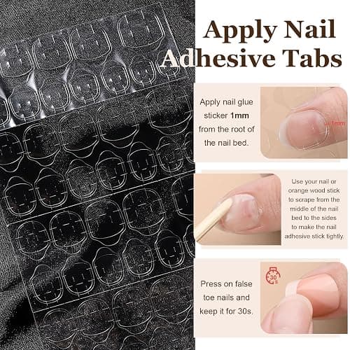 Teenitor Almond French Tip Black Press On Nails - Short, Medium Coffin Shapes - Glue On Nails Kit thumbnail 7