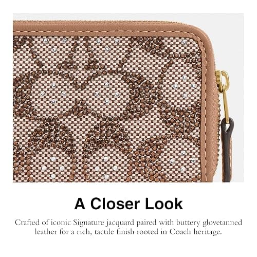 Coach Women's Crystal Signature Jacquard Essential Small Card Case, Mushroom, One Size thumbnail 3