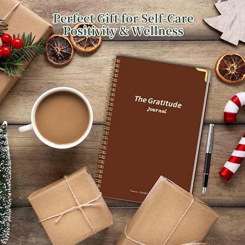 Gratitude Journal Cardboard Cover,Vivid Colorful Layout Design for Women,Men,Teens, 5 Miunte Daily Gratitude Journal with Prompts for More Happiness, Mindfulness & Reflection,Spiral Bindding (Brown) thumbnail 7