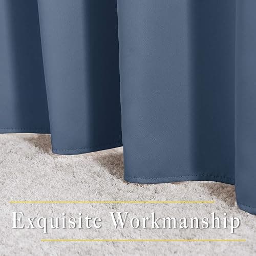 NICETOWN Stone Blue Blackout Curtains for Living Room 84 inches Long - Thermal Insulated Grommet Room Darkening Window Treatments Sound Reducing Drapes for Bedroom, 2 Panels, W52 x L84 thumbnail 6