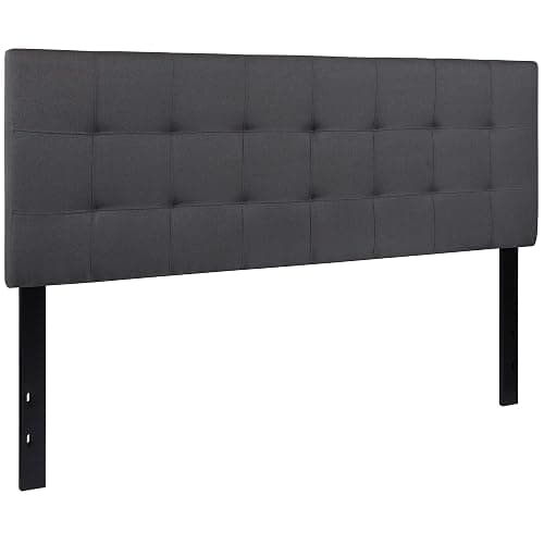 EMMA + OLIVER Dark Gray Queen Quilted Tufted Headboard | Adjustable Bed Rail Slots, Fabric Upholstered thumbnail 3