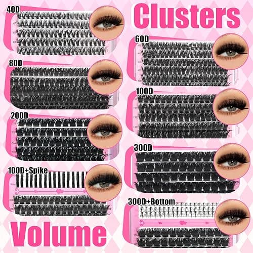 YIDUO 6 Styles Mix Lashes Clusters Kit 3 Box Cluster Lash Book Kit with 2X Bond&Seal 1520Pcs 100D/200D/300D Volume Individual Eyelash Extension Gift Packs for Beginners. DIY at Home Easily thumbnail 5