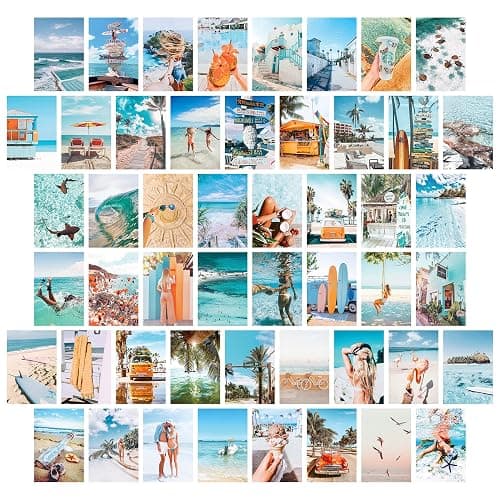 TAOLIN QING Beach Wall Collage Kit Aesthetic Pictures, 50 Pcs 4x6 Inch, Summer Beachy Room Decor Collage Print Kit, Cute Bedroom Decor for Teen Girls (Beach) - Image 1