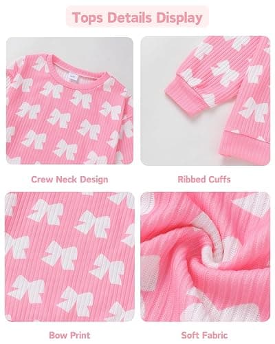 Yhnslsf Toddler Girl Clothes Fall Little Girls 2 Piece Outfit Sets 3-8Years | Winter Sweatshirt Print Wide Leg Jean Pants Kids Girls Clothing Sets,Back to School Girl Outfits,Cute Birthday Gifts Clothes thumbnail 5
