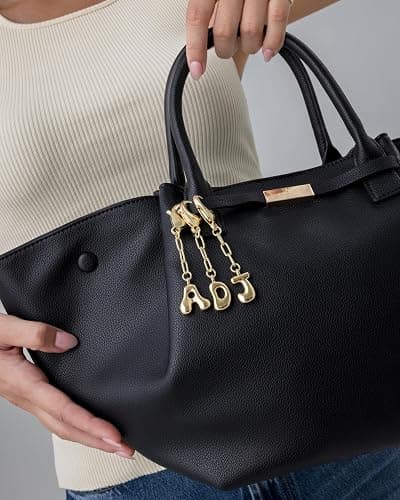 PAVOI 14K Gold Plated Bubble Letter Bag Charm for Handbags - Gold Initial Letter Keychain for Women - Chunky Purse Charm Gift thumbnail 3