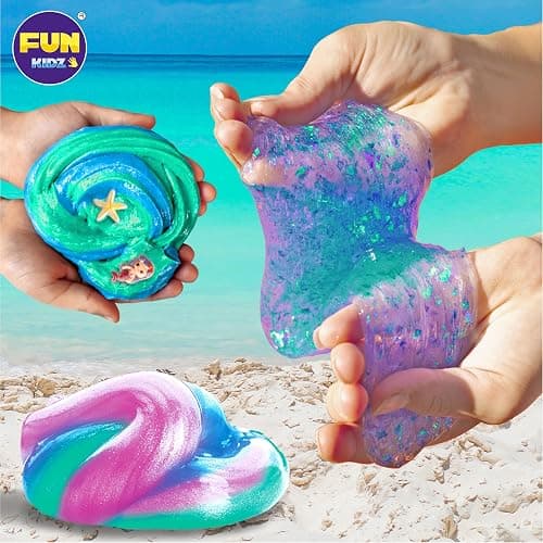 Summer Gift Mermaid Slime Kit for Girls, FunKidz Shimmer Slime Making Kit for Kids Age 8-12 DIY Soft Glitter Glossy Metallic Slime Toy thumbnail 3