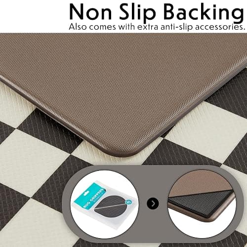 Ohocut Checkered Kitchen Mats for Floor Set of 2, 2 Pcs Black White Cushioned Non Slip Runner Rugs for Kitchen/Sink/Laundry, Comfort Aesthetic Cute Anti-Fatigue Foam Floor Mat 17.3"x29.5"+17.3"x47.2" thumbnail 7