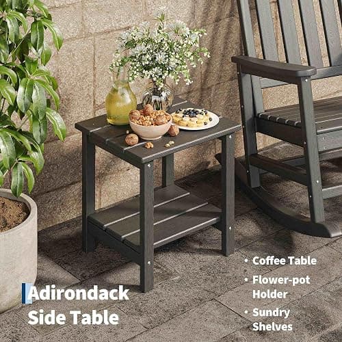 Garvee HDPE Rocking Chair Outdoor Set of 2 with Side Table - Poly High Back Porch Rocker Chairs for Adults - All Weather Resistant Furniture for Patio Front Porch - Black thumbnail 4
