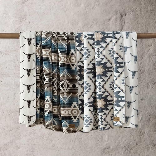 Wrangler - Blanket, Soft & Reversible Flannel Bedding, Yellowstone Inspired Throw Blanket for Couch or Bed (Dakota Grey, 60" x 70") thumbnail 5