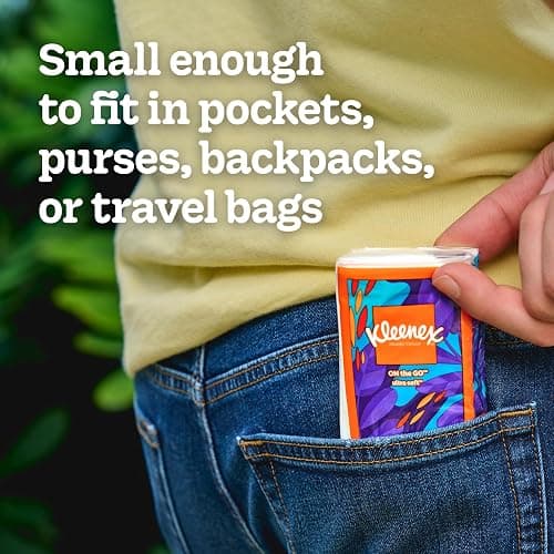 Kleenex On-The-Go Facial Tissues, 8 On-The-Go Packs, 10 Tissues per Box, 3-Ply (80 Total), Packaging May Vary thumbnail 3