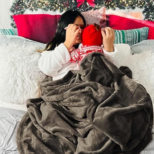 Bedsure GentleSoft Fleece Blankets Queen Size Brown - Bed Blanket Soft Lightweight Plush Fuzzy Cozy Luxury Microfiber, 90x90 inches thumbnail 2
